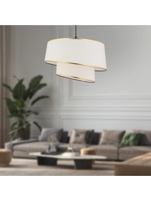 Apliqa Paoni 2 Katlı Beyaz Gold Detaylı Modern Koridor,yatak Odası Salon Avize