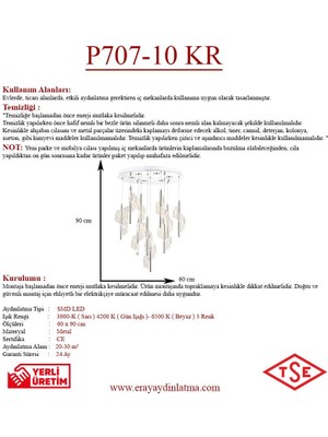 Eray Aydınlatma P7077-10 10LU Krom Sarkıt LED Avize