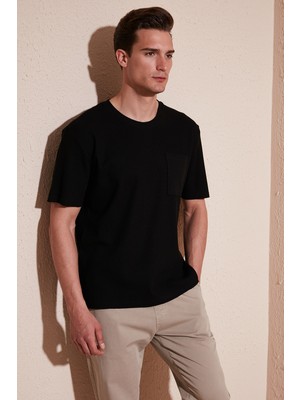 Buratti Pamuklu Rahat Kesim Tek Cepli Bisiklet Yaka T Shirt Erkek T Shirt 5902642