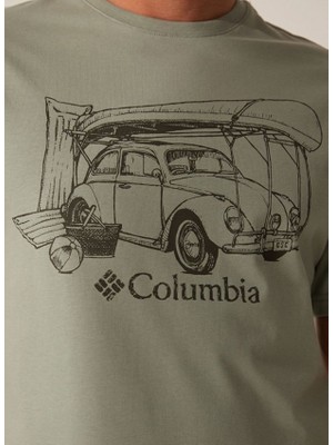 Columbia Yeşil Erkek O Yaka Baskılı T-Shirt CS0312-350