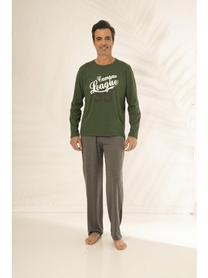 Estiva Erkek Uzun Kollu Baskılı Yazlık Penye Pijama Takımı