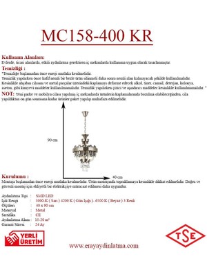 Eray Aydınlatma MC158-400 Krom Ledli Kristal Avize