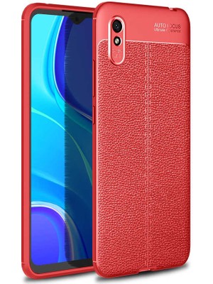 Heptek İletişim Xiaomi Redmi 9A Kılıf Deri Görünümlü Renk Atmayan Dayanaklı Silikon Kapak (Niss)