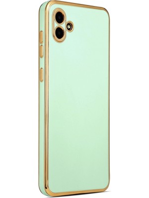 Wowacs Samsung Galaxy A04 Uyumlu Kılıf Kenarları Parlak Altın Renkli Kamera Korumalı Soft Tasarım Kılıf