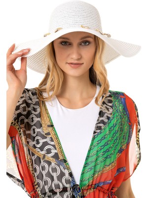 Saria Moda Deniz Kabuğu Geniş Hasır Şapka