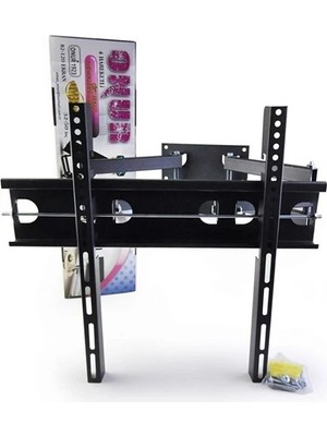 Eranura 55'' 140 Ekran Tv Çift Kollu Hareketli Askı Aparatı Dübel Vida Hediye Hareketli