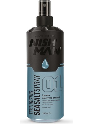 Nish Man Deniz Tuzu Sprey 200 ml Hacim Artırıcı Etki Tüm Saç Tipleri için Doğal Görünüm