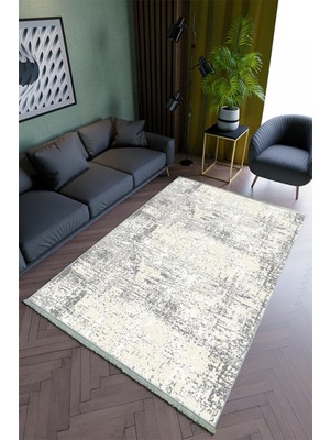 10 Post Online Salon Halısı Modern Ekru Gri Yolluk Kaymaz Yuvarlak Oval Kesme Ince Yıkanabilir Halı