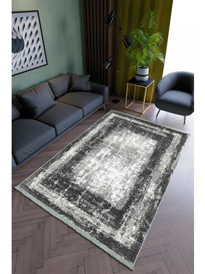 10 Post Online Salon Halısı Modern Gri Yolluk Kaymaz Yuvarlak Oval Kesme Ince Yıkanabilir Halı