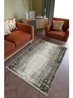 10 Post Online Salon Halısı Otantik Gri Yolluk Kaymaz Yuvarlak Oval Kesme Ince Yıkanabilir Halı