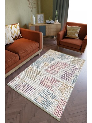 10 Post Online Salon Halısı Otantik Mor - Mavi Yolluk Kaymaz Yuvarlak Oval Kesme Ince Yıkanabilir Halı