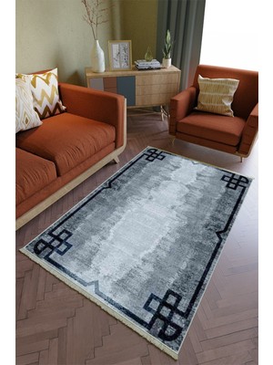 10 Post Online Salon Halısı Otantik Lacivert Gri Yolluk Kaymaz Yuvarlak Oval Kesme Ince Yıkanabilir Halı