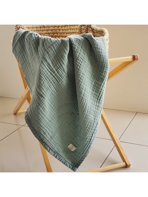 Keby 4 Katlı %100 Organik Pamuk Müslin Battaniye-Çağla Yeşili