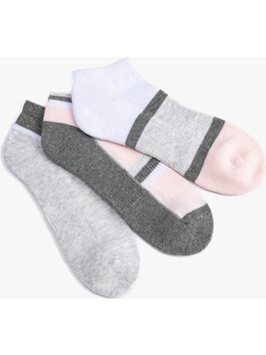 Koton 3'lü Patik Çorap Seti Geometrik Baskılı Dokulu