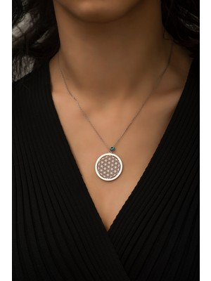 Sunshine Yaşam Çiçeği Nazar Boncuklu Gümüş Kolye