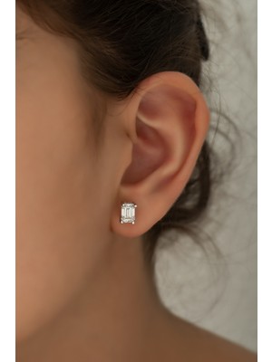 Sunshine Swarovski Zirconia Baget Taşlı Gümüş Rodyum Küpe