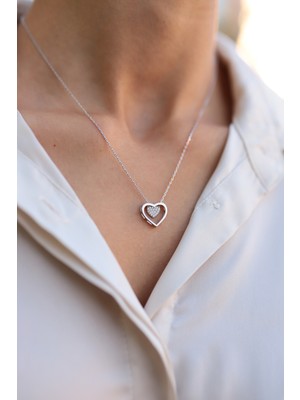 Sunshine Swarovski Taşlı Gümüş Kalpli Kolye