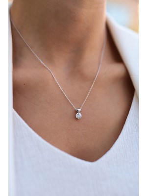 Sunshine Swarovski Tek Taşlı Gümüş Kolye