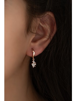Sunshine Beyaz Zirkon Taşlı Rose Trend Küpe