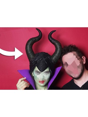 Turansoy Craft Malefiz Boynuzlu Kask Kafalık Maske Maleficent