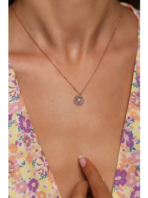 Sunshine Zirconia Taşlı Çiçek Gümüş Kolye