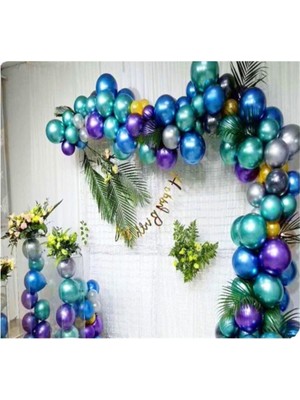 Eğlence Marketi 3 Metre Zincirli Krom Balon Doğum Günü Seti Karışık KB1239