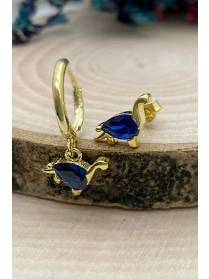 Sunshine 925 Ayar Gümüş Zirkon Taşlı Dinazor Küpe