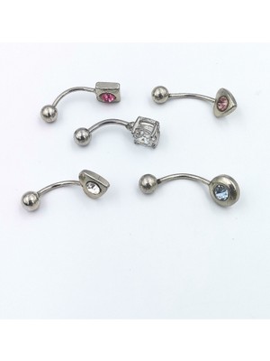 Renkli Taşlı Çelik 5 Adet Kaş Tragus Piercing