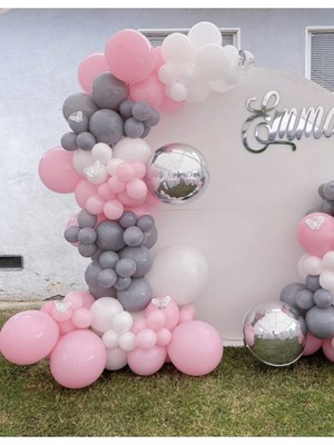 Eğlence Marketi Pembe Beyaz Gri Balon Zinciriniz