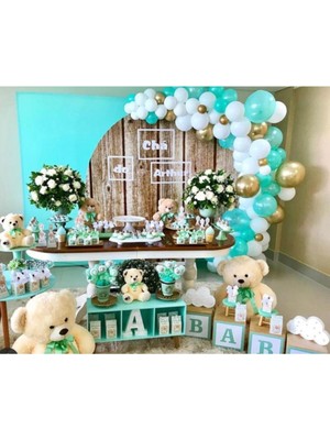 Eğlence Marketi Krom Gold Mint Yeşili Pastel Beyaz Balon Zincir