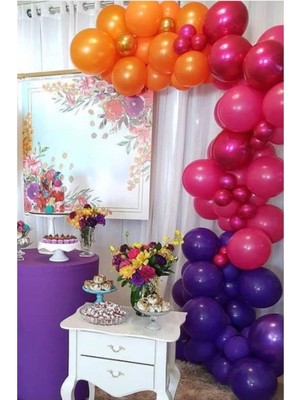 Eğlence Marketi Fuşya Turuncu Mor Renklerde Balon Zinciri