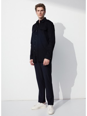 Fabrika Basic Ceket Yaka Düz Siyah Erkek Gömlek GERARDO