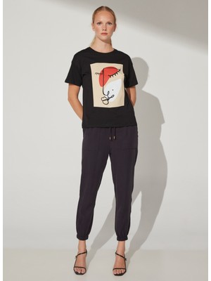 Fabrika Comfort Lastikli Bel Basic Lacivert Kadın Pantolon Cm-Maıka