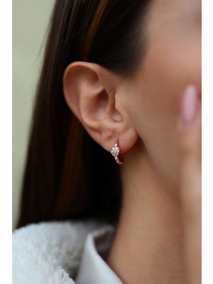 Sunshine Zirkon Taşlı Rose Renk Gümüş Küpe