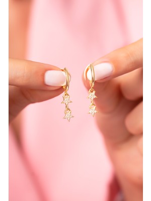 Sunshine 925 Ayar Gümüş Yıldız Salantılı Küpe