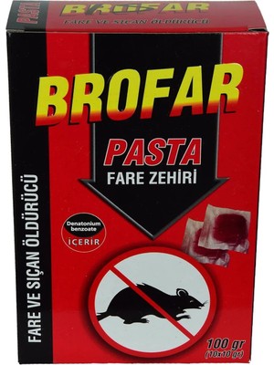 As İlaç Brofar Fare ve Sıçan Öldürücü Pasta 100 gr (10 Adet x 10 Gr)