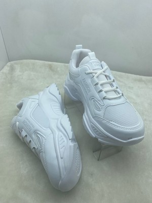 Çiğdem Kundura Beyaz Kadın Yüksek Taban Sneakers Spor Ayakkabı - Beyaz - 40 - ST01994-BEYAZ-40