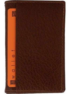 Minbag Aztek Deri Cüzdan Kartlık Taba