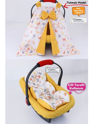 Umaybebek 3 PARÇA - Puset Örtüsü, Bel Destekli Puset Minderi, Puset Çarşafı, %100 Pamuk - Tutmalı