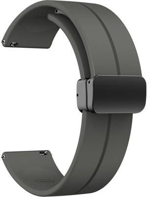 Dlrcase Google Ticwatch S2 Wear Os Kordon Silikon Mıknatıslı Ayarlanabilir HS19 Gri Koyu