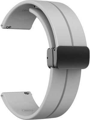 Dlrcase Google Ticwatch S2 Wear Os Kordon Silikon Mıknatıslı Ayarlanabilir HS19 Gri