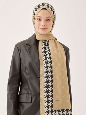 Losyana Dinamik Kaz Ayağı Desen Krep Şal-Dore Sarı