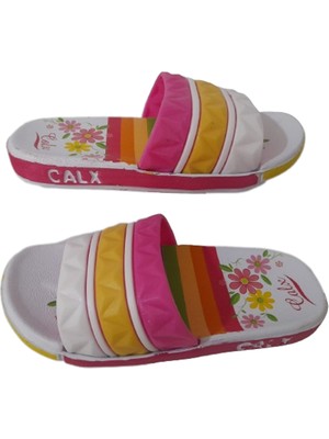 Calx Pembe-Beyaz Çocuk Günlük Kaymaz Taban Terlik 277-014 CALX277-014