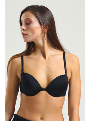 Magic Form 2169 Kadın Siyah Ortası Dekolte Düz Kumaşlı Süngerli Sütyen