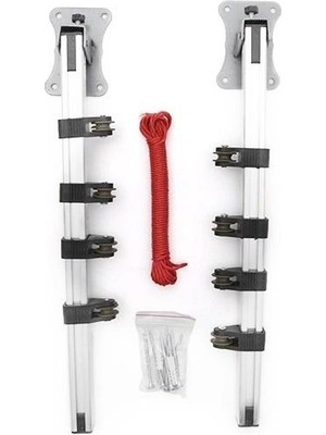 Geseus Duvara Monteli Paslanmaz Alüminyum Makaralı Katlanır Çamaşır Askısı