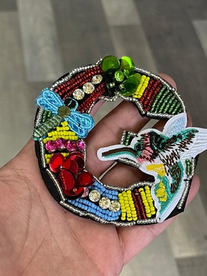 Gönülden Tasarım 10X9 cm Kuş Yusufcuk Taş Boncuk Nakış Işleme Aplike Arma Dikiş Hobi Aksesuarı