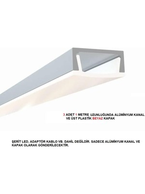 Sese Alüminyum LED Kanal Profili ve Beyaz Kapak Süper Ince 3x1 Metre - 724-17