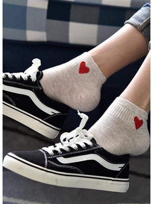 Black Arden Socks Kalp Desenli Yarım Konç Kadın Kolej Çorap 5 Çift