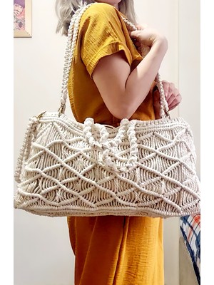 Zuviel Deco Büyük Boy Makrome Çanta, Macrame Bag