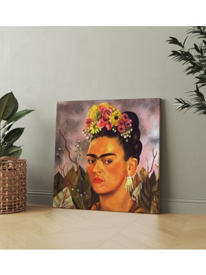 Lila Fil Frida Kahlo  Kare Kanvas Tablo